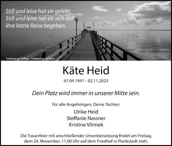 Traueranzeige von Käte Heid von Schwetzinger Zeitung