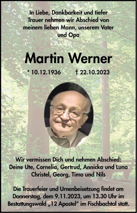 Traueranzeige von Martin Werner von Bergsträßer Anzeiger