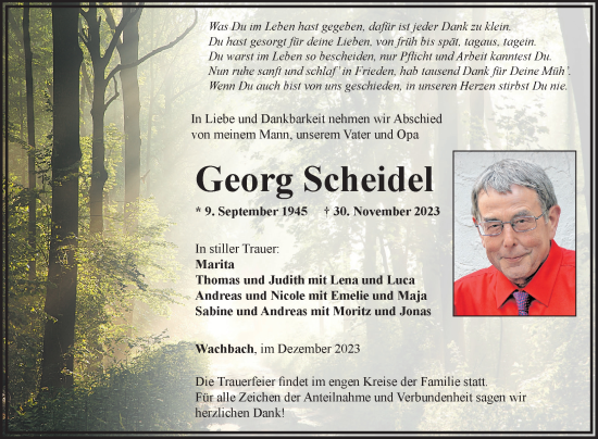 Traueranzeige von Georg Scheidel 