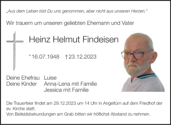 Traueranzeigen Von Heinz Helmut Findeisen | Trauerportal Ihrer Tageszeitung