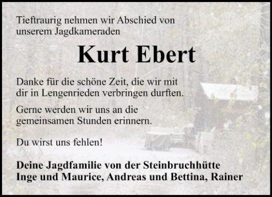 Traueranzeige von Kurt Ebert von Fränkische Nachrichten