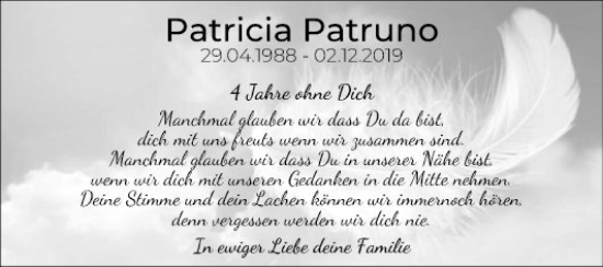 Traueranzeige von Patricia Patruno von Mannheimer Morgen