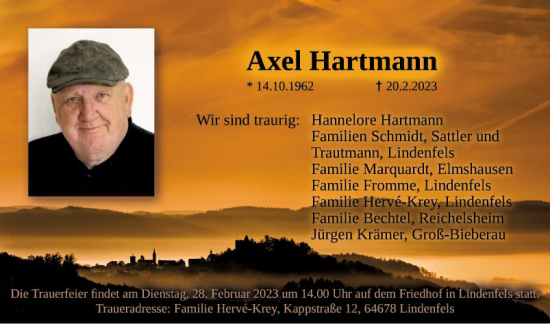 Traueranzeige von Axel Hartmann von Bergsträßer Anzeiger