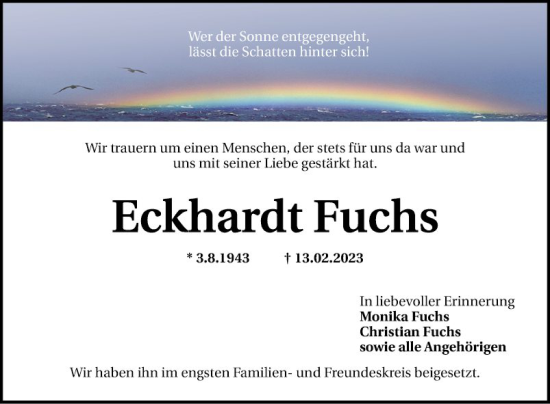 Traueranzeige von Eckhardt Fuchs von Schwetzinger Zeitung