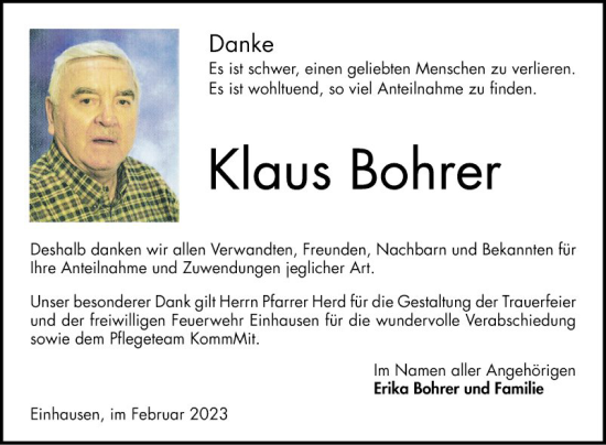 Traueranzeigen Von Klaus Bohrer | Trauerportal Ihrer Tageszeitung