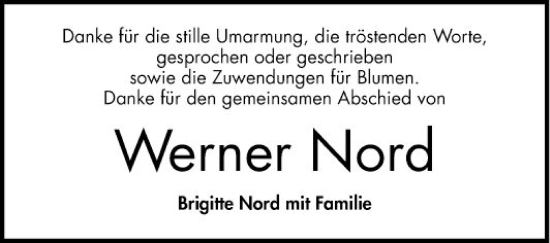 Traueranzeige von Werner Nord von Mannheimer Morgen