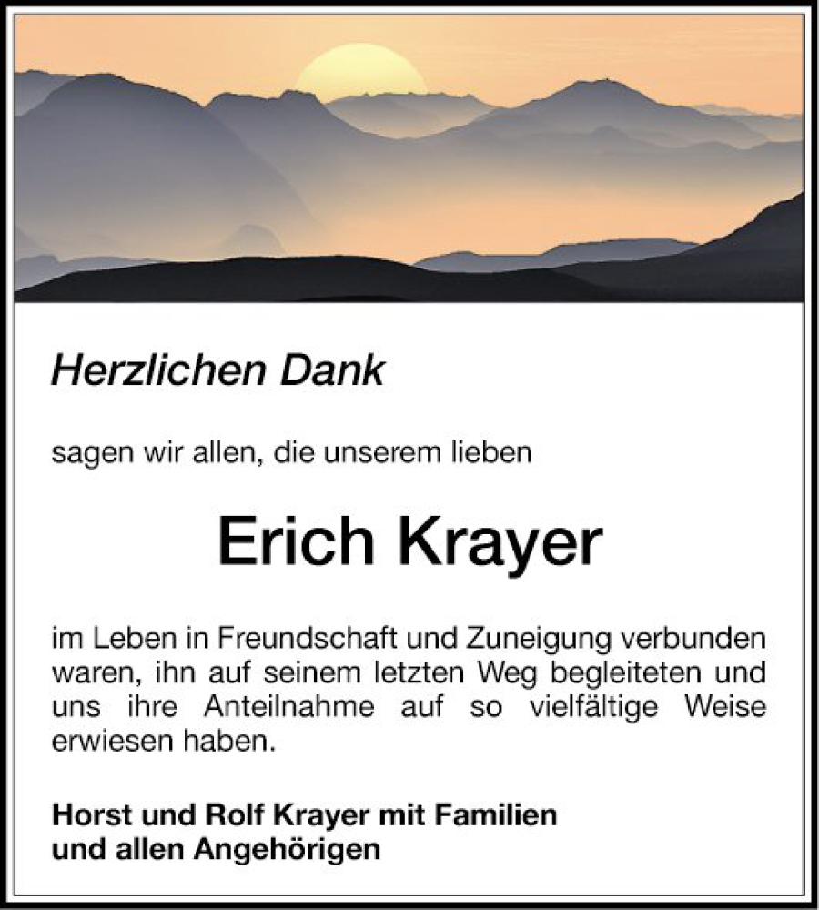  Traueranzeige für Erich Krayer vom 29.04.2023 aus Schwetzinger Zeitung