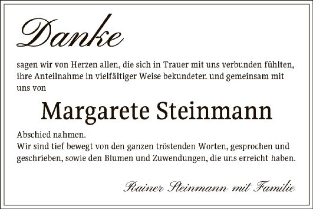  Traueranzeige für Margarete Steinmann vom 22.04.2023 aus Bergsträßer Anzeiger