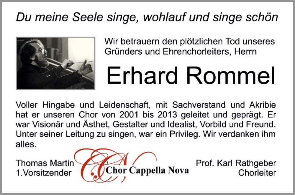  Traueranzeige für Erhard Rommel vom 06.05.2023 aus Fränkische Nachrichten