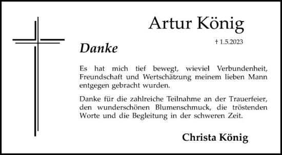 Traueranzeige von Artur König von Mannheimer Morgen