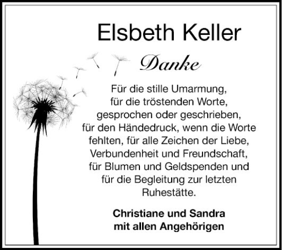 Traueranzeige von Elsbeth Keller von Bergsträßer Anzeiger