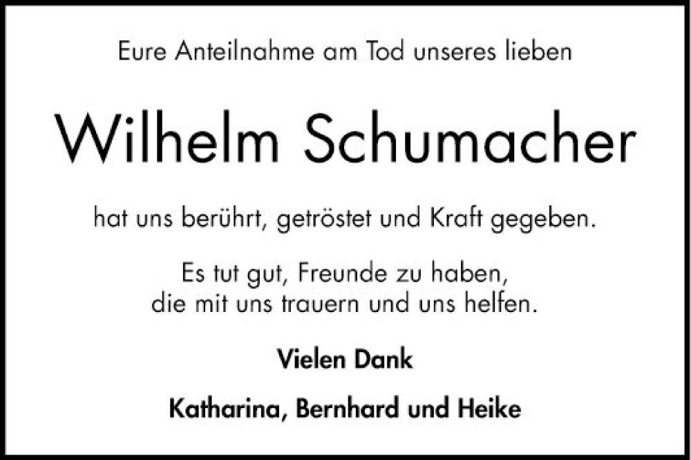  Traueranzeige für Wilhelm Schumacher vom 17.06.2023 aus Bergsträßer Anzeiger