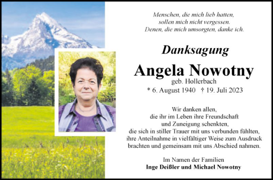 Traueranzeige von Angela Nowotny von Fränkische Nachrichten