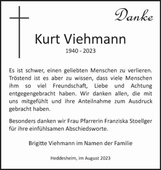 Traueranzeige von Kurt Viehmann von Mannheimer Morgen