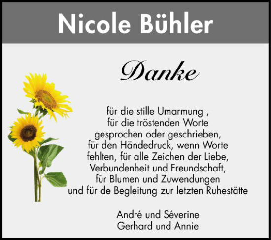 Traueranzeige von Nicole Bühler von Mannheimer Morgen