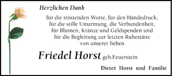 Traueranzeige von Friedel Horst von Mannheimer Morgen