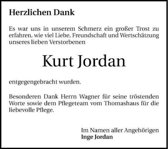 Traueranzeige von Kurt Jordan von Mannheimer Morgen