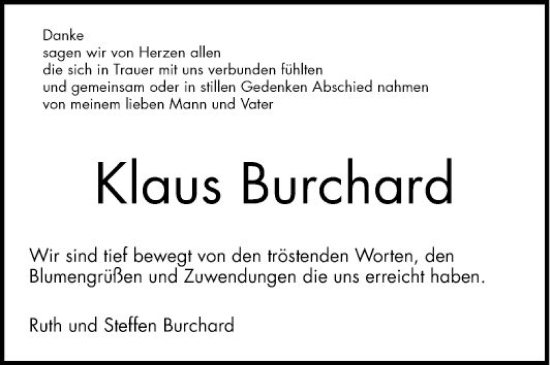 Traueranzeige von Klaus Burchard von Mannheimer Morgen