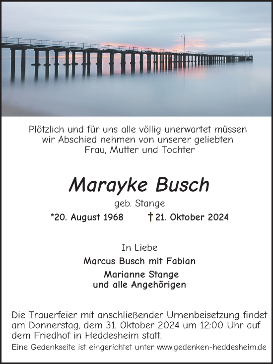 Traueranzeige von Marayke Busch von Mannheimer Morgen