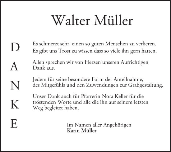 Traueranzeige von Walter Müller von Mannheimer Morgen