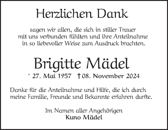 Traueranzeige von Brigitte Mädel von Schwetzinger Zeitung