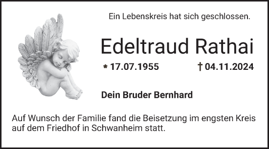 Traueranzeige von Edeltraud Rathai von Bergsträßer Anzeiger