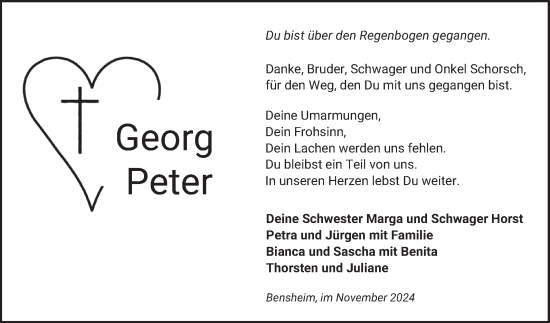 Traueranzeige von Georg Peter von Bergsträßer Anzeiger