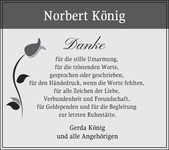 Traueranzeige von Norbert König von Schwetzinger Zeitung