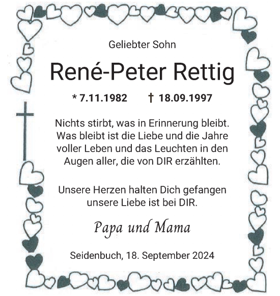 Traueranzeige von René-Peter Rettig von Bergsträßer Anzeiger