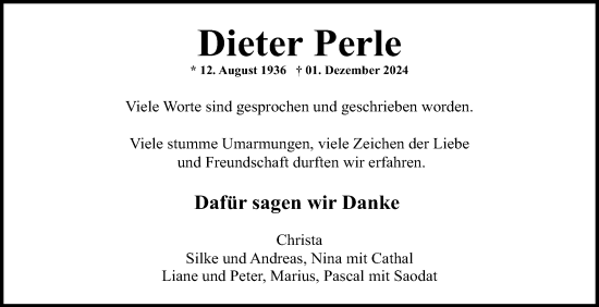 Traueranzeige von Dieter Perle von Mannheimer Morgen