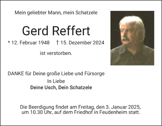 Traueranzeige von Gerd Reffert von Mannheimer Morgen