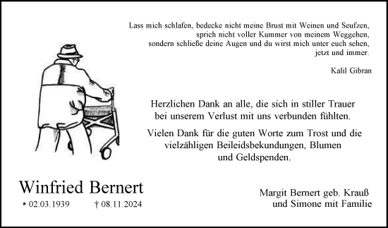 Traueranzeige von Winfried Bernert von Bergsträßer Anzeiger