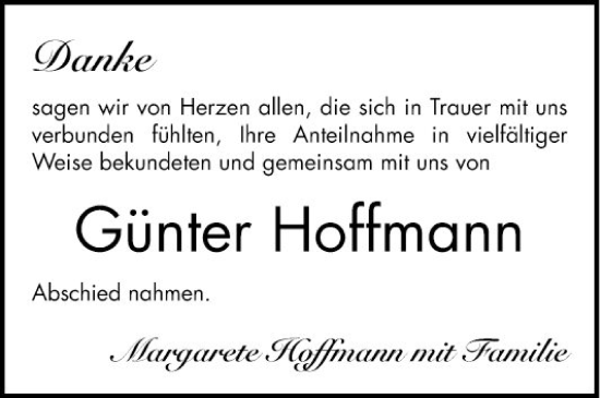 Traueranzeige von Günter Hoffmann von Bergsträßer Anzeiger