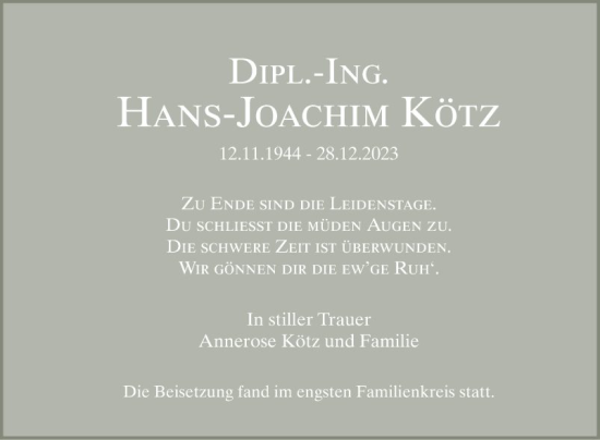 Traueranzeige von Hans-Joachim Kötz von Bergsträßer Anzeiger