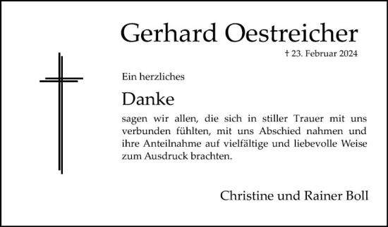 Traueranzeige von Gerhard Oestreicher von Mannheimer Morgen