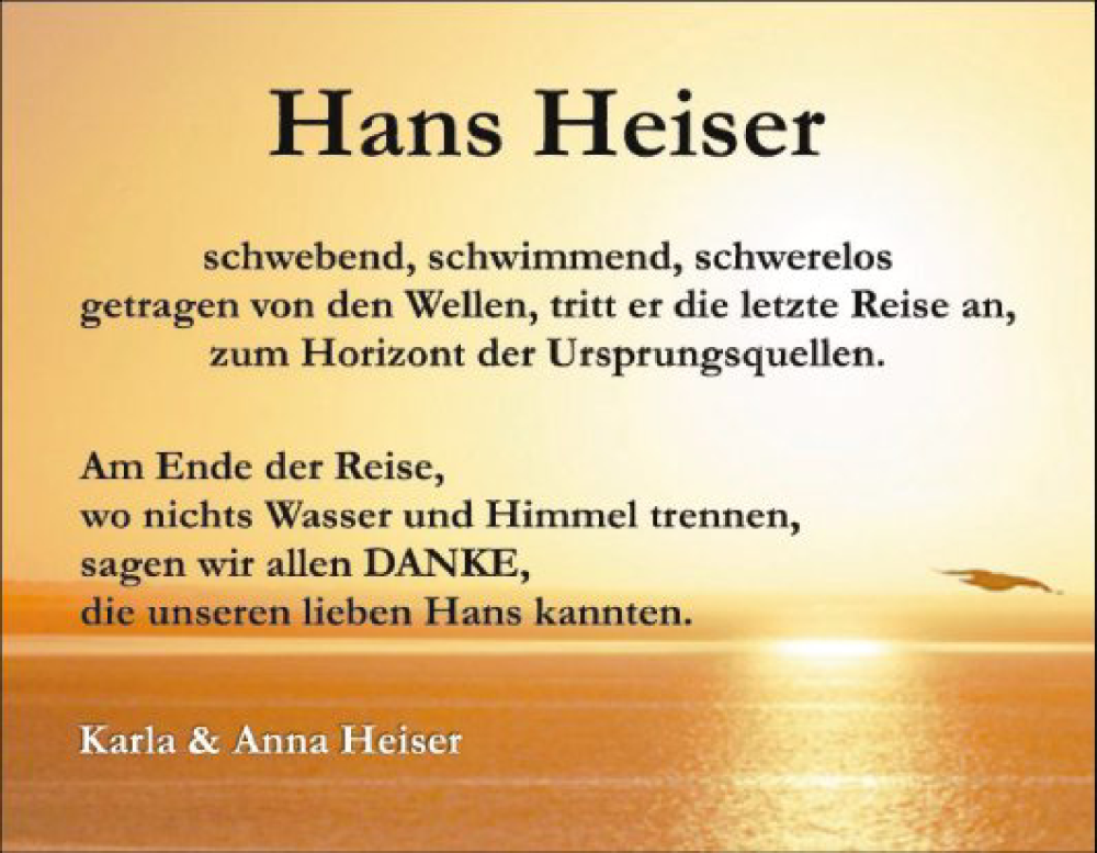  Traueranzeige für Hans Heiser vom 04.05.2024 aus Bergsträßer Anzeiger