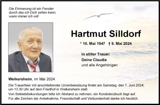 Traueranzeige von Hartmut Silldorf von Fränkische Nachrichten