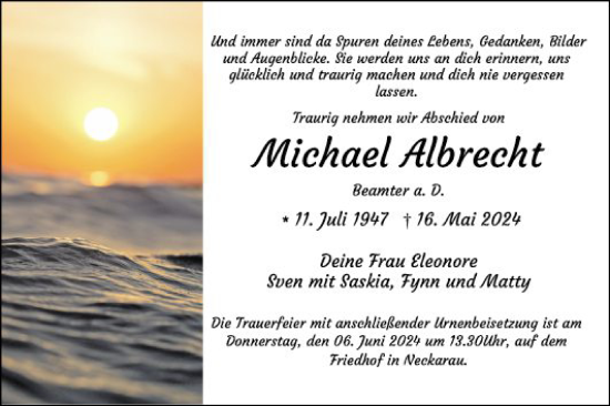 Traueranzeige von Michael Albrecht von Mannheimer Morgen