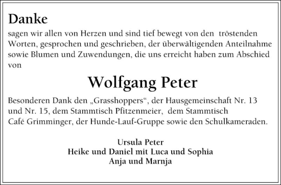 Traueranzeige von Wolfgang Peter von Schwetzinger Zeitung