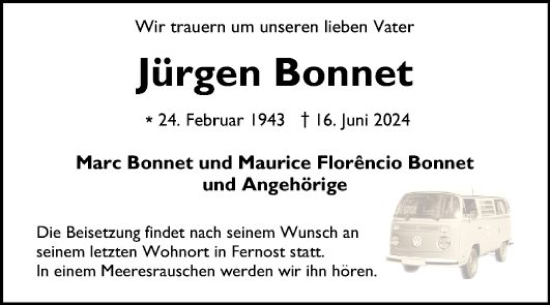 Traueranzeige von Jürgen Bonnet von Mannheimer Morgen