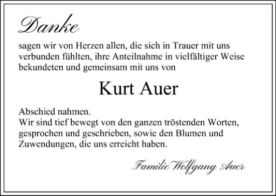 Traueranzeige von Kurt Auer von Schwetzinger Zeitung