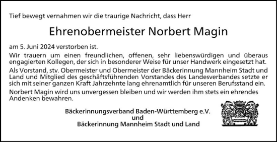 Traueranzeige von Norbert Magin von Mannheimer Morgen