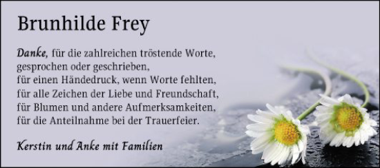 Traueranzeige von Brunhilde Frey von Mannheimer Morgen