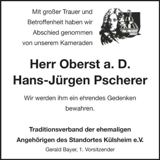 Traueranzeige von Hans-Jürgen Pscherer von Fränkische Nachrichten