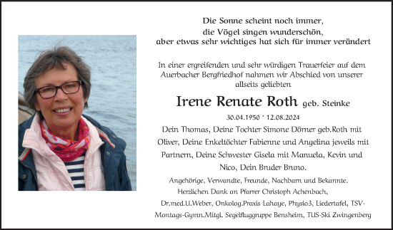 Traueranzeige von Irene Renate Roth von Mannheimer Morgen