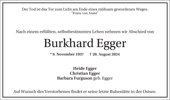 Traueranzeige von Burkhard Egger von Mannheimer Morgen