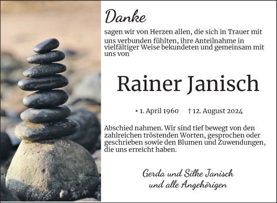 Traueranzeige von Rainer Janisch von Schwetzinger Zeitung