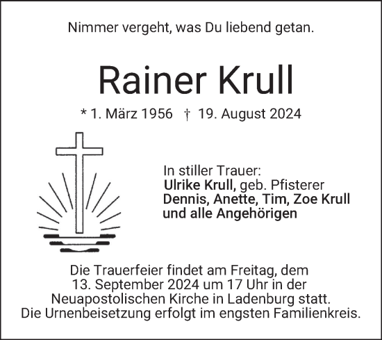 Traueranzeige von Rainer Krull von Mannheimer Morgen