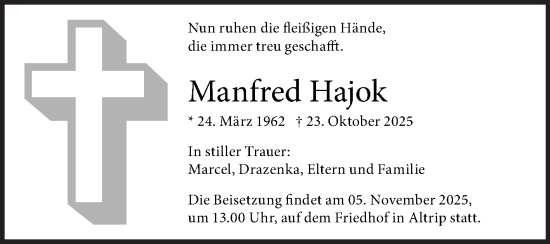 Traueranzeige von Manfred Hajok von Mannheimer Morgen
