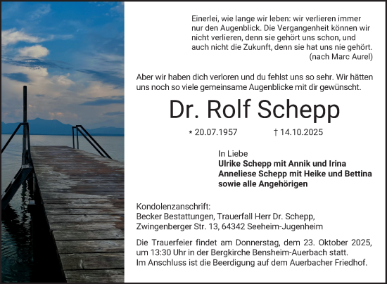 Traueranzeige von Rolf Schepp von Bergsträßer Anzeiger